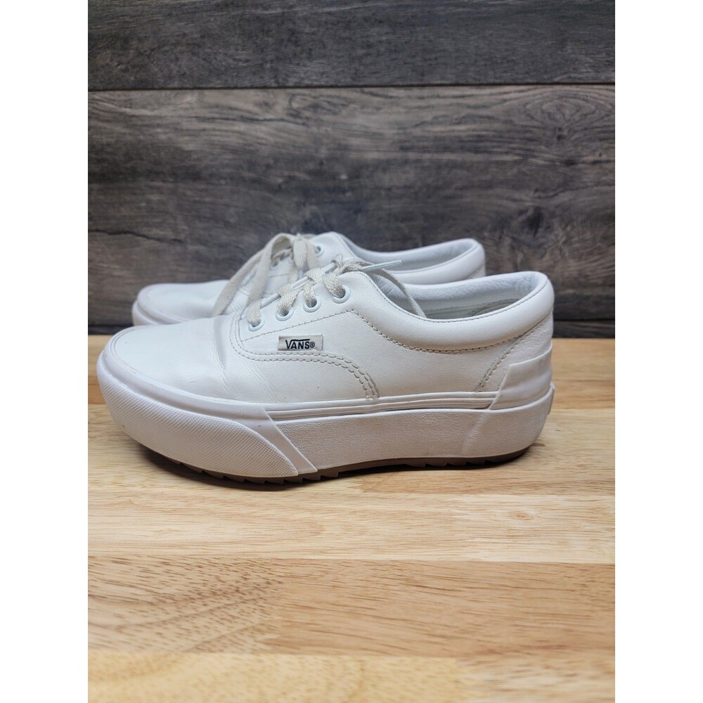 Vans Era Stacked Womens Size 6 Platform Lace Up Low Top White Sneakers